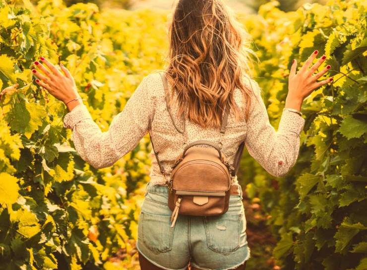 Turista tra i vigneti 